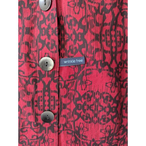 Westbound Womens Dark Red Wrinkle Free Button Up Shirt Size 18 Geometric Print - Picture 3 of 8